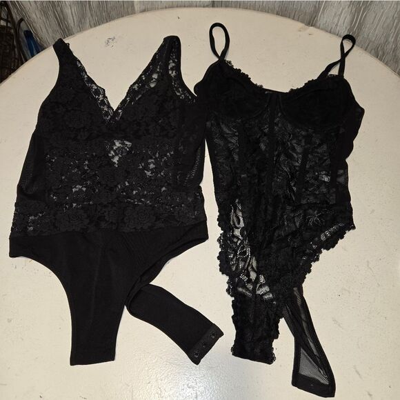 Elegant Black Lace Chemise Set Of 2 - Picture 3 of 13